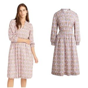 J Crew Liberty of London Cinched Waist Midi Dress Honeysuckle